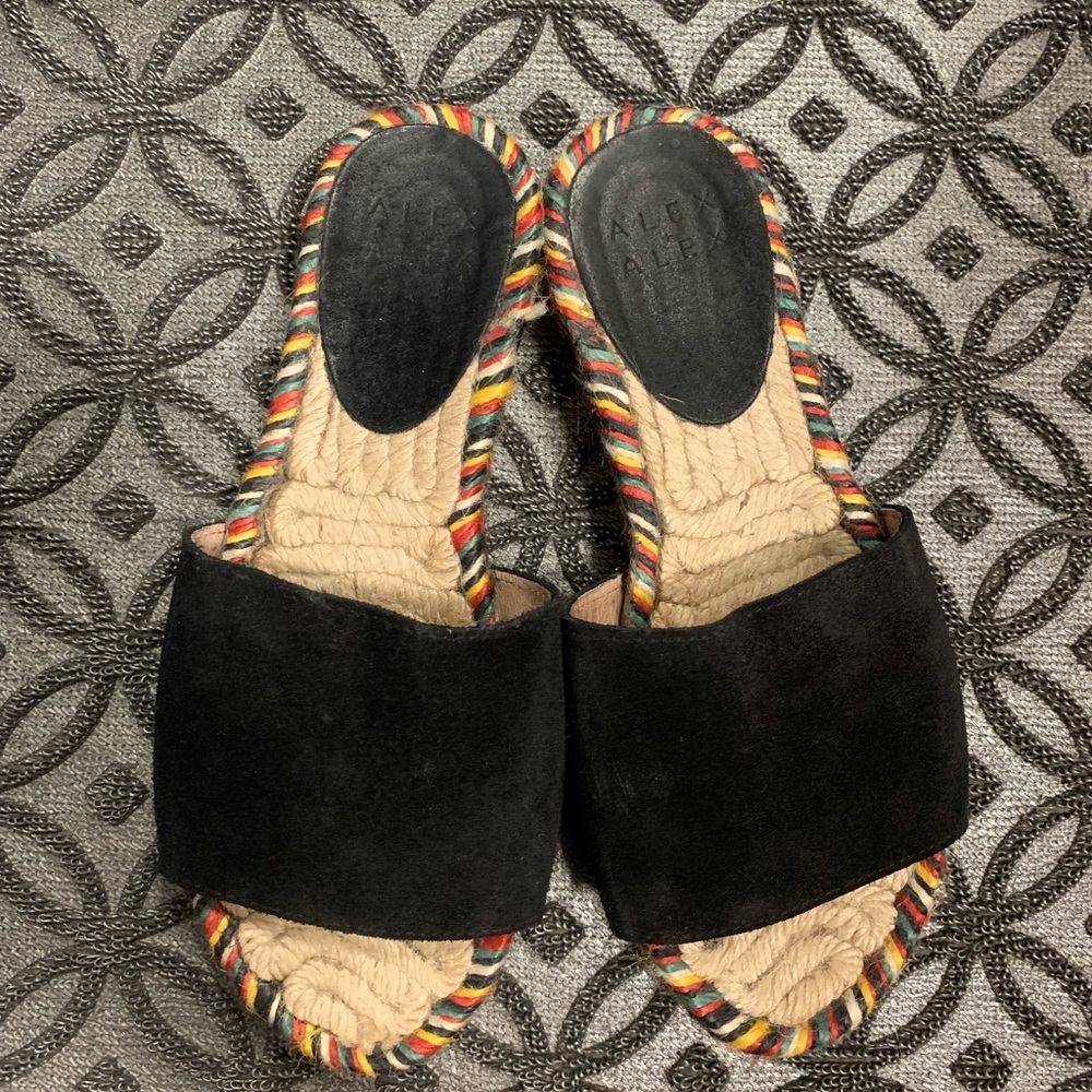 Alex + Alex Leather Slides with Woven Bottom- size 5